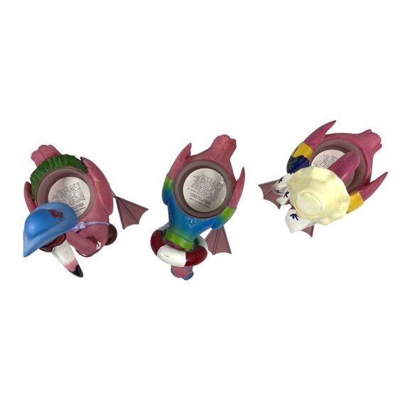 Tropical Pink Flamingo Family Flock Set 3 Tea Votive Candle Holders Beach Ocean - Picture 9 of 15